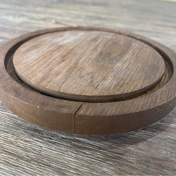 Vintage Teak Wood Dome Top Small Cake/ Cheese Dessert Plate/Serving Dish - Picture 7 of 7